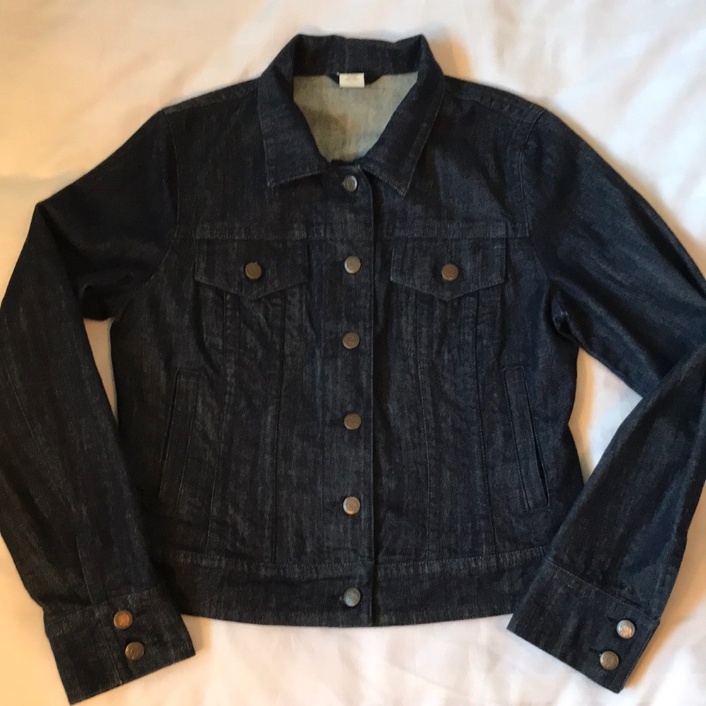 J Crew dark rinse fitted denim jean jacket EUC
